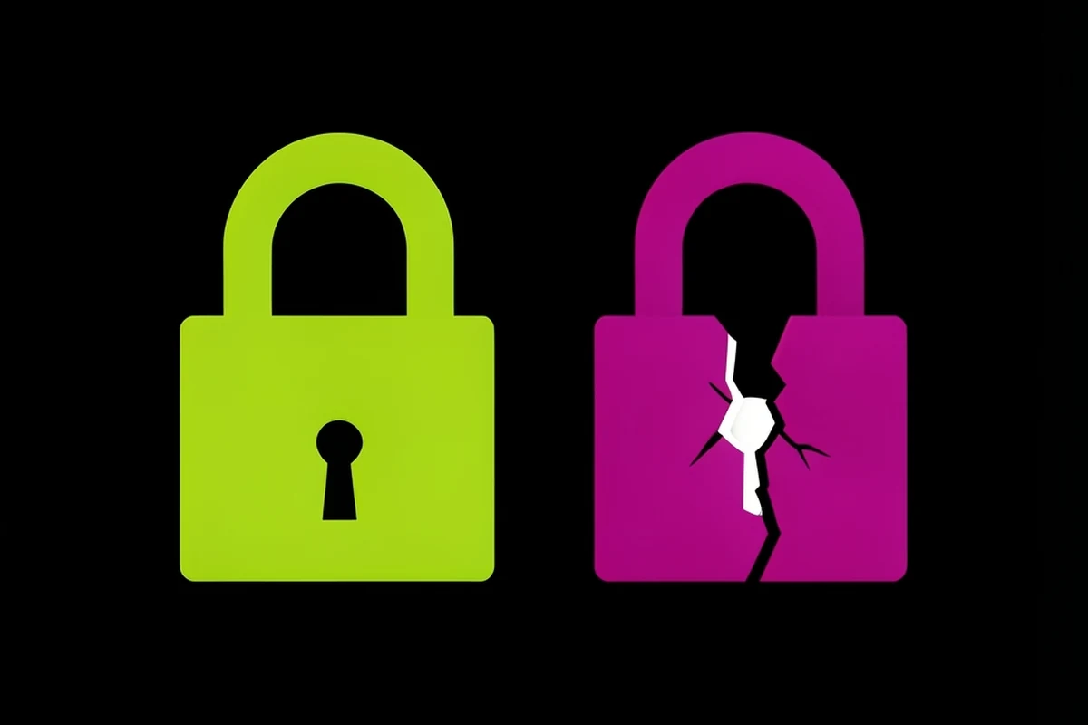 Illustration contrasting a token contract with verified trust signals against one with unresolved risk flags